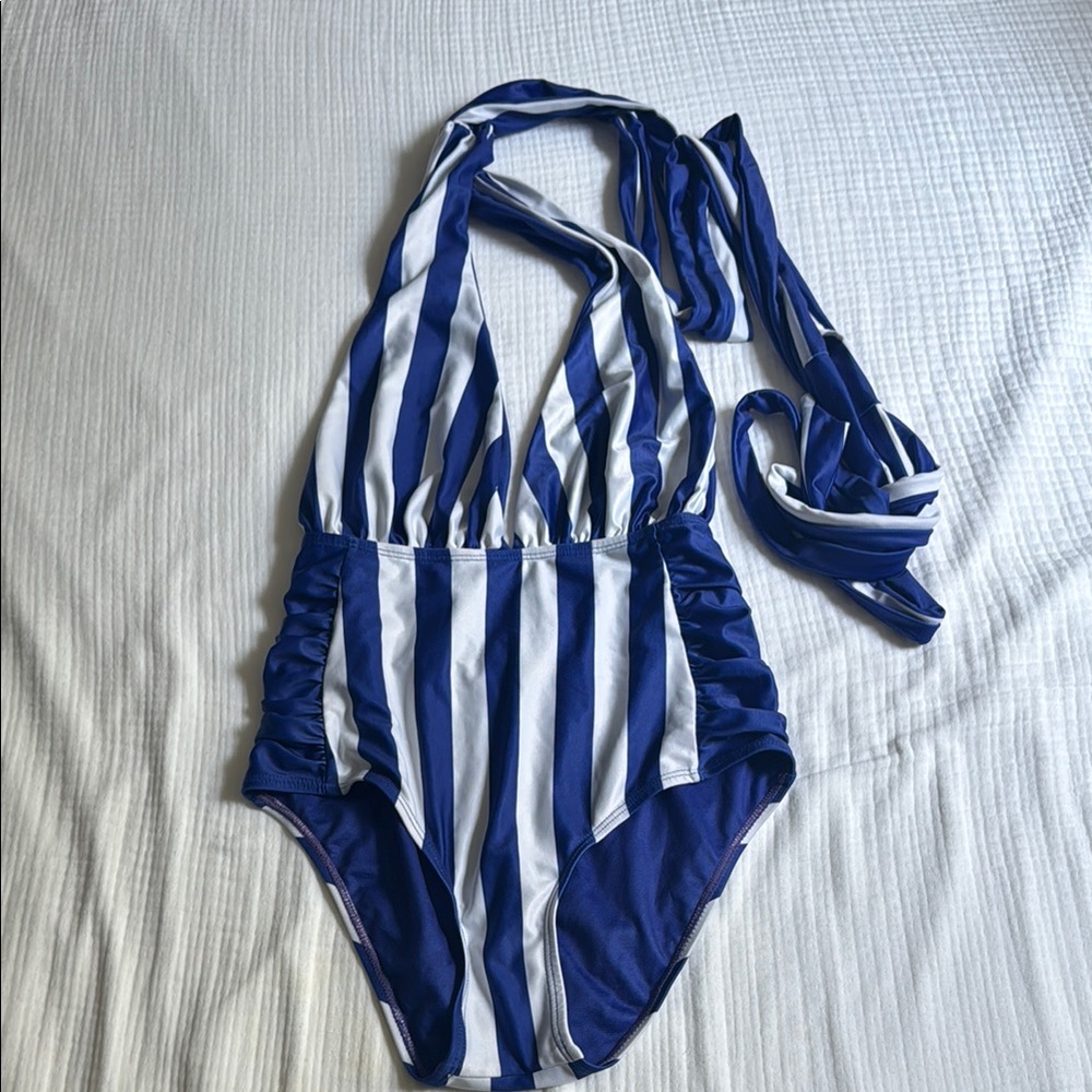 Nicole Miller Blue and White convertible one piece